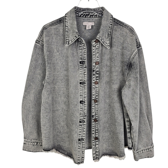 Sincerly Jules Tops - Sincerely Jules Washed Out Black Denim Shirt Shacket